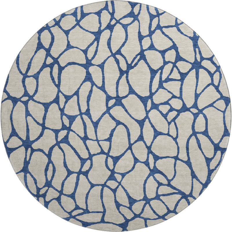 Premium Machine Washable Mayfield AMF1023 Geometric Rug, Round 8'