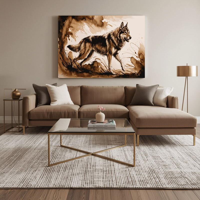 Chiens, loup tchéco-slovaque beige, art mural sur toile, H 11 po x l 14 po