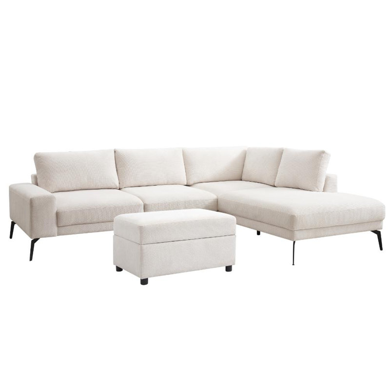 Derricka 5 Seater Sofa, Cream Linen Blend