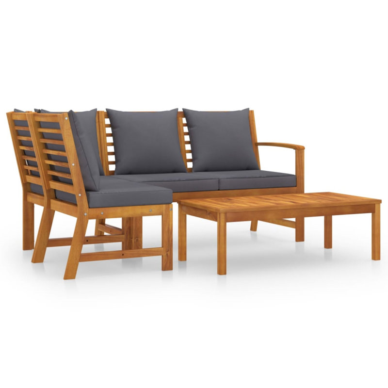 4 Piece Lounge Chair with Cushions, Left Hand Facing, Dark gray