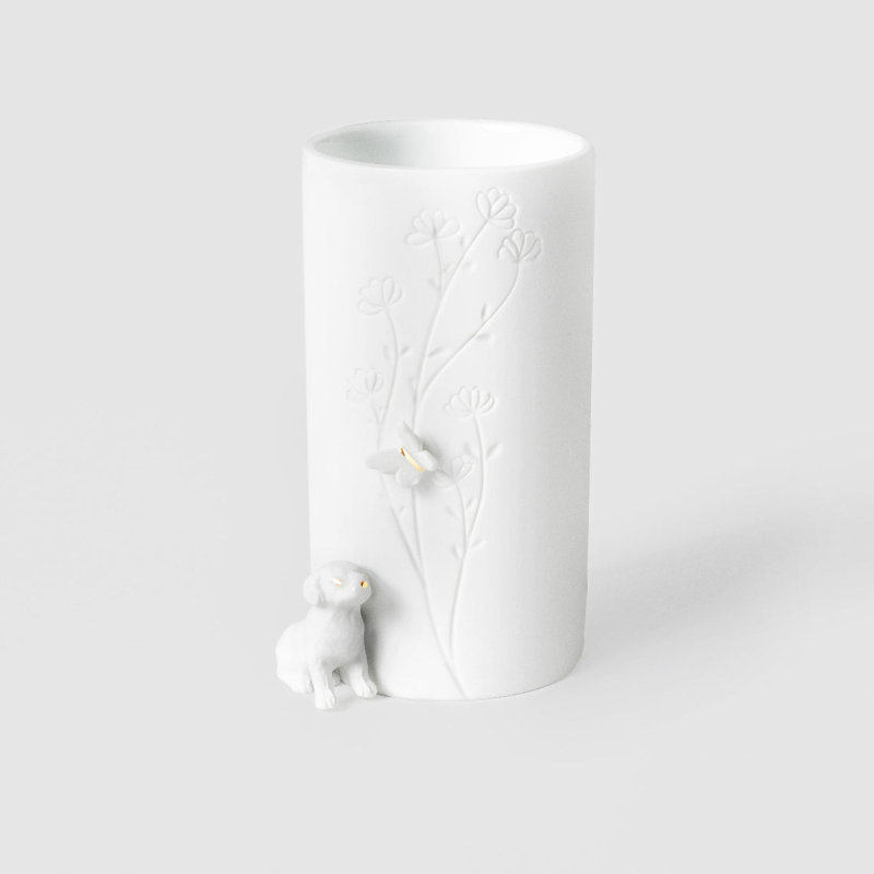 Porcelain Stories Puppy Vase, 6.7" H