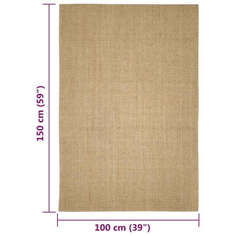 August Grove Rug Natural Sisal Brown, Rectangle 100 x 150cm