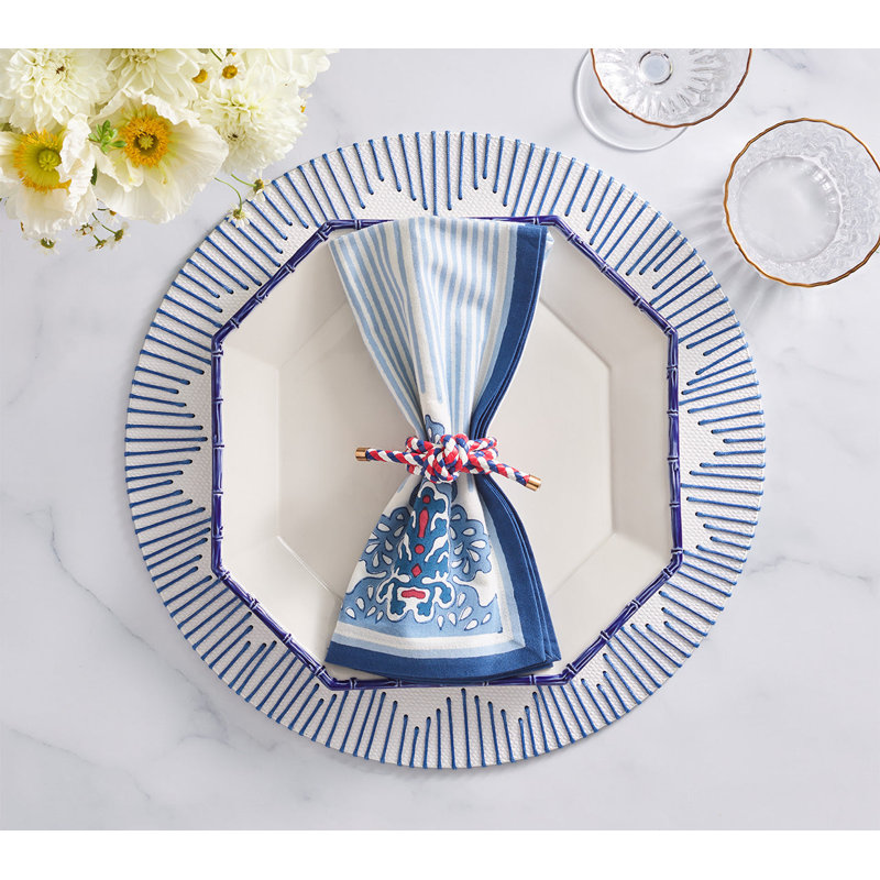 Filigree Napkin, White/Blue