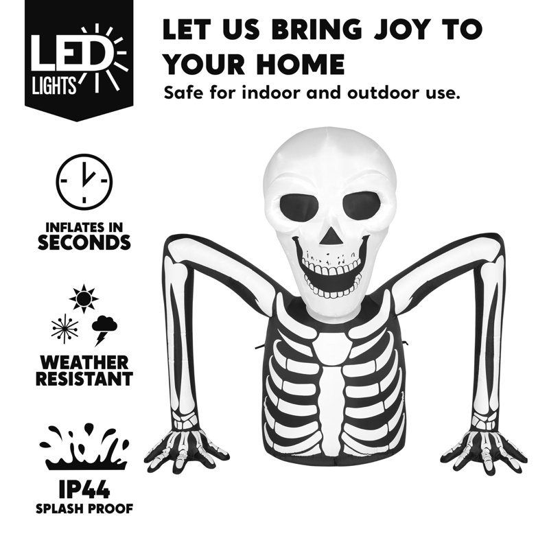 Squelette gonflable à DEL 5,5 pi pour Halloween