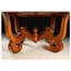 Italian Round Solid Walnut Dining Table with Inlaid Top and Pedestal Base