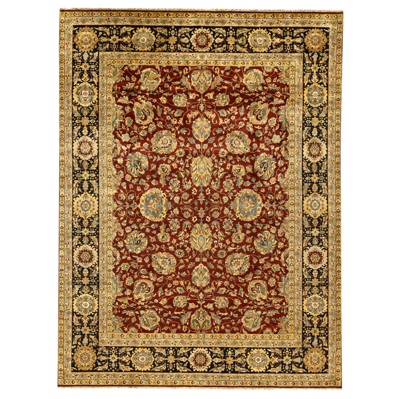 High-Quality Hand-Knotted Cream And Gold Area Rug