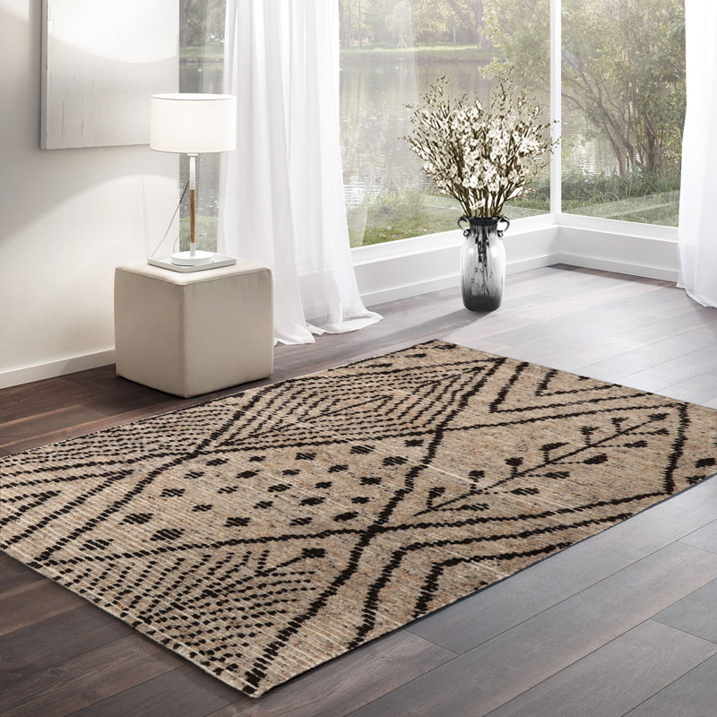 Tapis tribal afghan marocain moderne en laine noué à la main 3 x 5