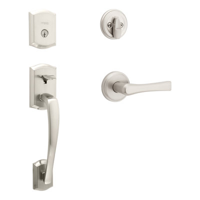 Ensemble de poignées Prescott avec pêne dormant cylindrique simple et rosette de porte Katella