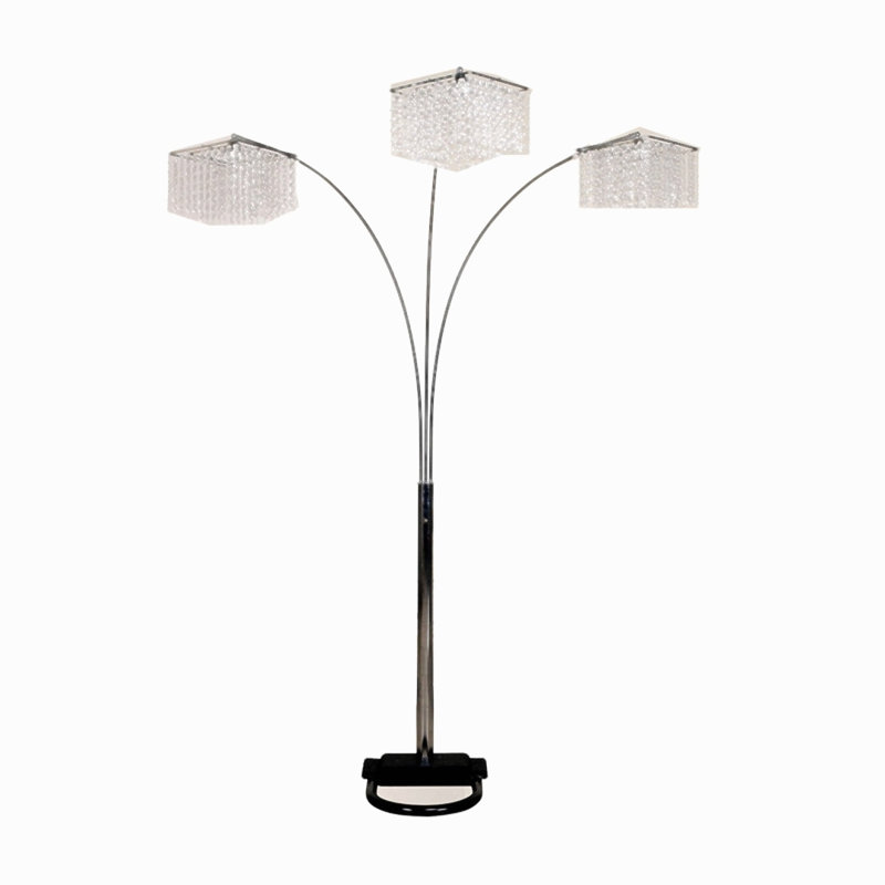 84" Chrome Metal Arc with Side Table Floor Lamp
