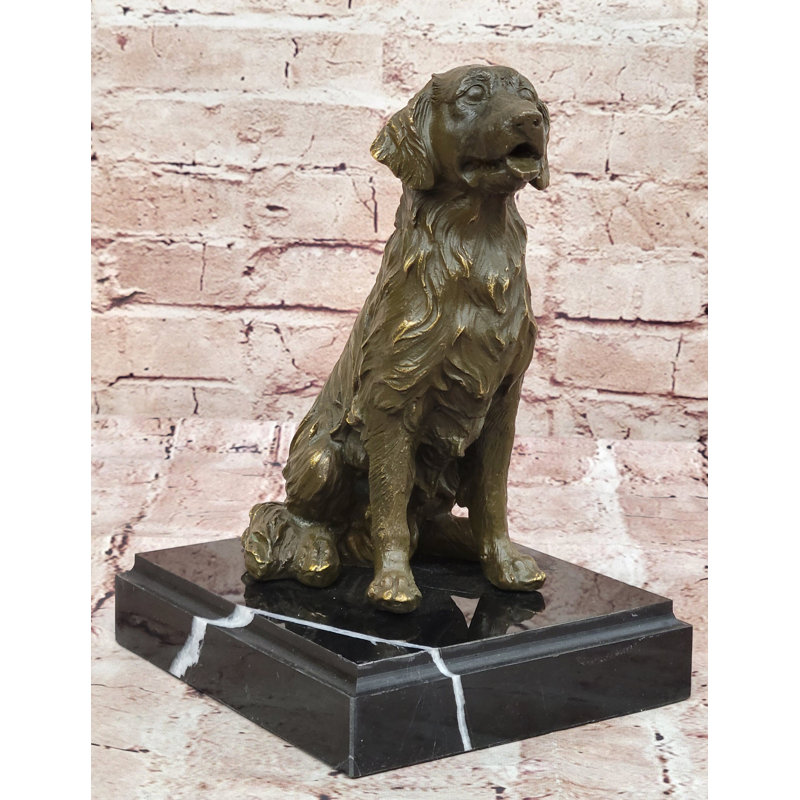 Sculpture en bronze retriever assis - Golden Retriever Labrador Dog Art