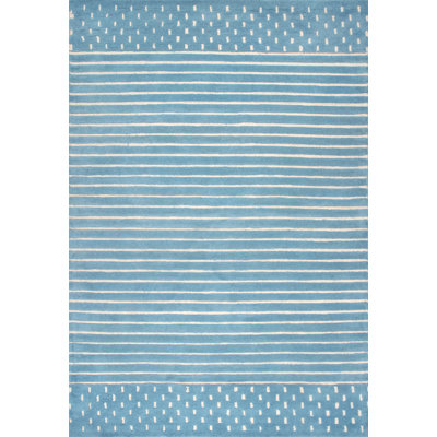 Clarita Striped Wool Baby Blue Area Rug