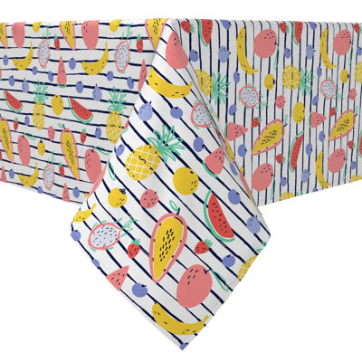 Rectangular Striped Cotton Twill Tablecloth