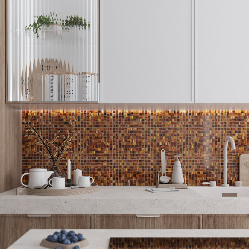 Celestial 0.8" x 0.8" Glass Grid Mosaic Wall & Floor Tile, Blue-Green