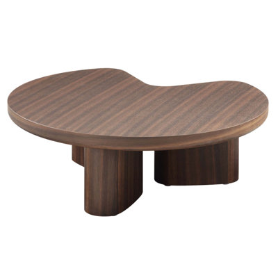 Table basse robuste en chêne fumé avec plateau épais et design élégant pour les salons modernes