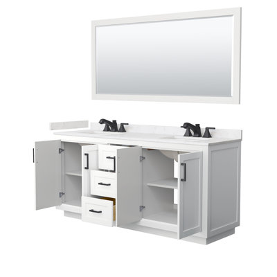 Miranda 72" Freestanding Double Bathroom Vanity with Cultured Marble Top