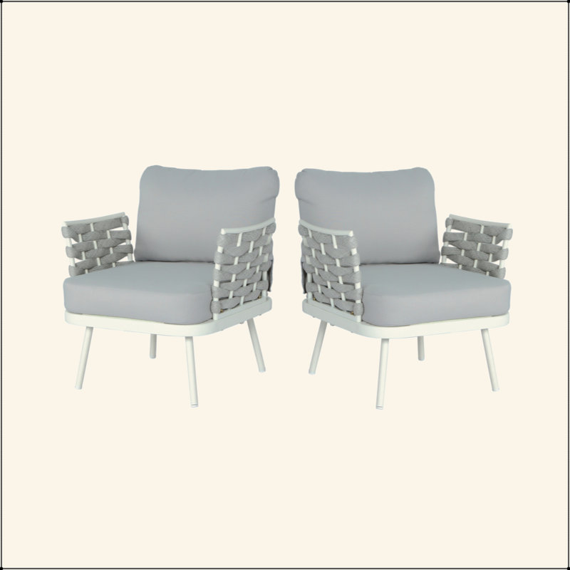 Ensemble de 2 fauteuils club Mariano, Gris, Blanc / Gris