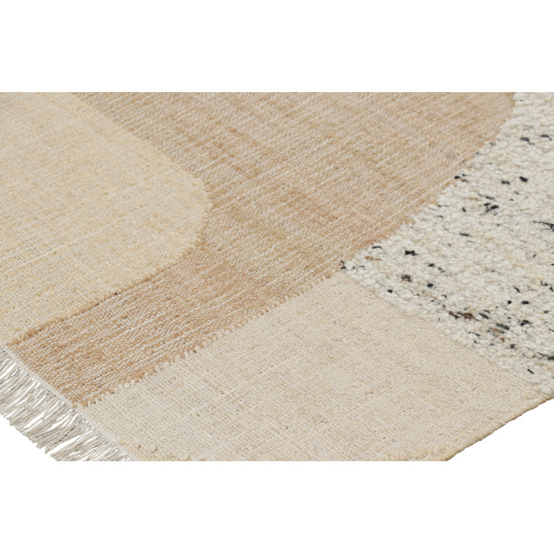 Rug & Kilim’S Abstract Flatweave With Cream And Beige Geometric Patterns, Rectangle 5' x 8'