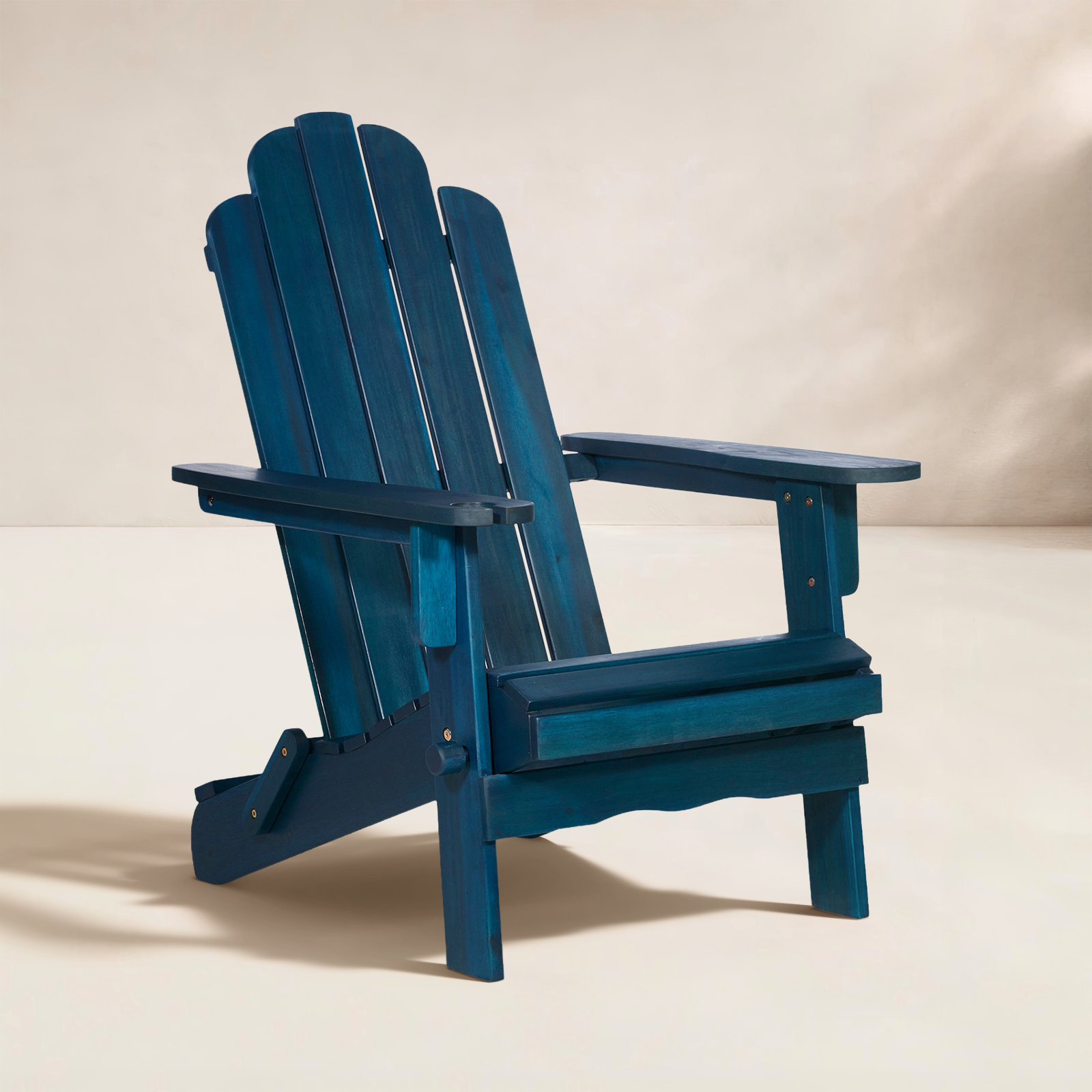 Blackwell Acacia Foldable Outdoor Adirondack Chair, Navy Wash