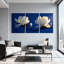 Fleurs de magnolia sur fond, ensemble de 3 impressions d'art sur toile-1354327623