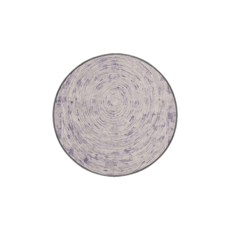 Tapis gris soyeux et moelleux, Rond 4 pi