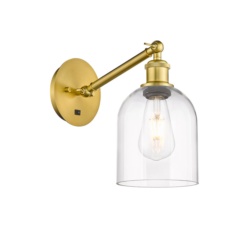 Odaniel Steel Armed Sconce, Polished Nickel, Clear