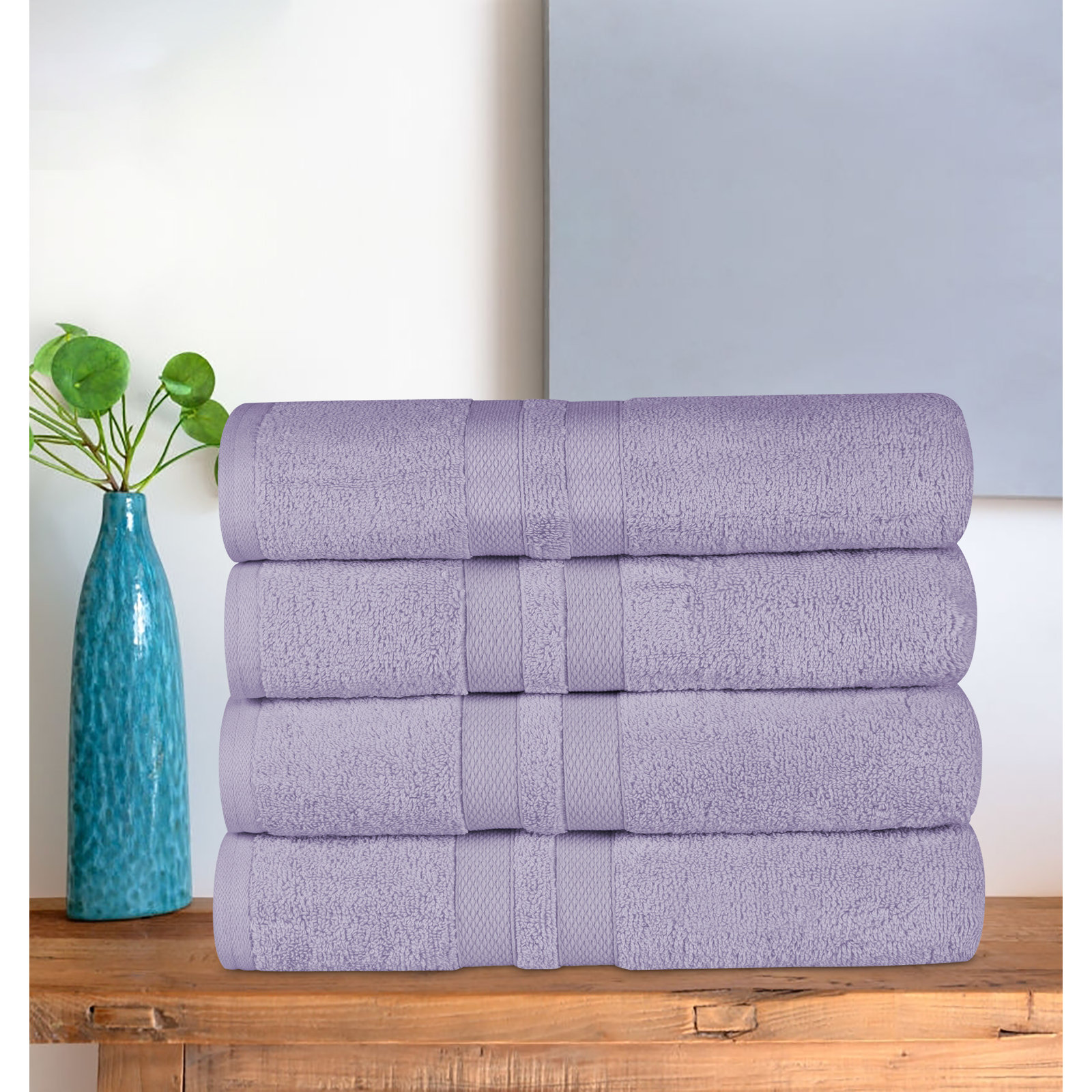 Winthrop Cotton Quick-Drying Solid Bath Towel Set, Wisteria