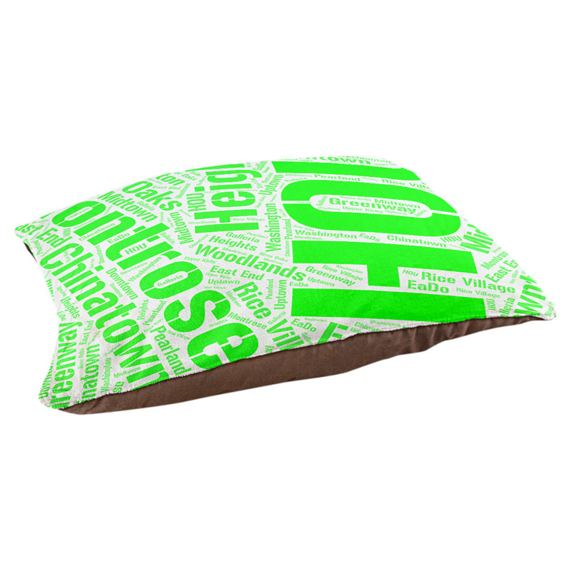 Coussin de chien « districts », Moyen (H 9,5 po x l 28 po x P 18 po), Vert, Houston