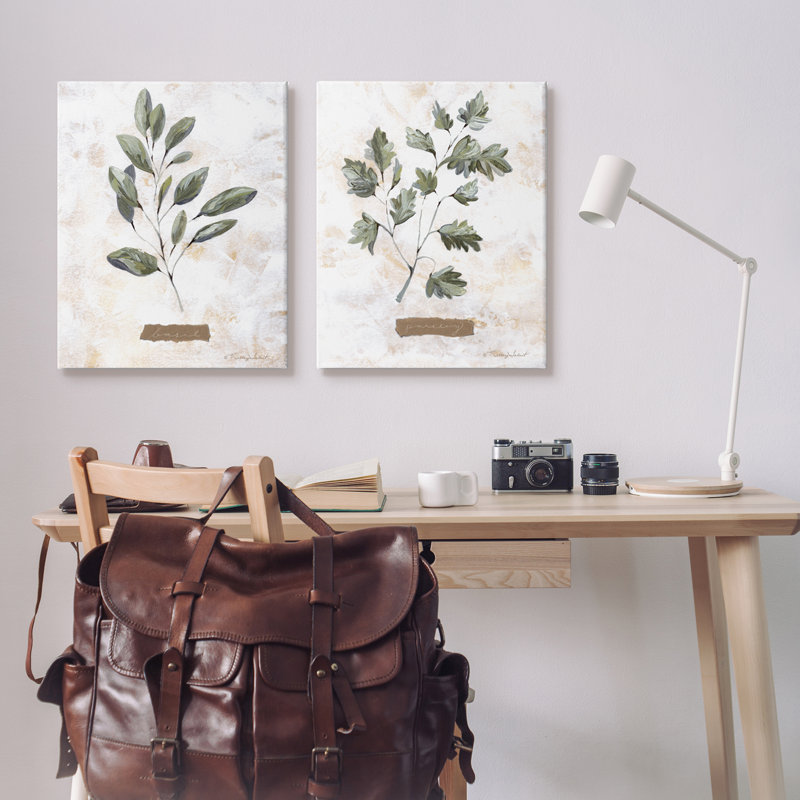 Branches de persil basilic Country Herbs par Kelley Talent - ensemble de 2 impressions, H 30 po x l 48 po x P 1,5 po