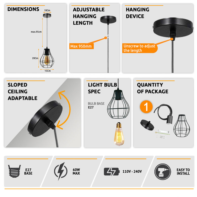 Rowdy 1 - Light Black Single Pendant