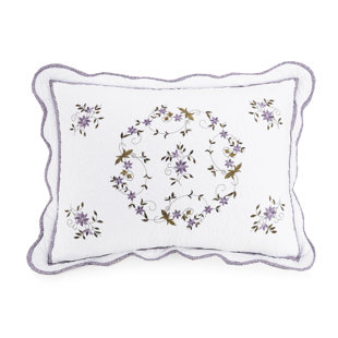 Gwen Floral Embroidered Scalloped Pillow Sham - King Size