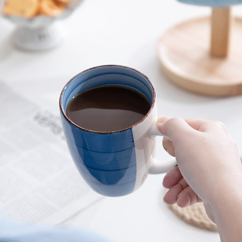 BOMOOTIUR Stoneware Coffee Mug, Blue