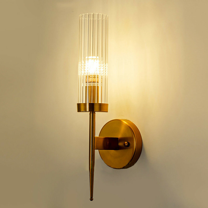 Lampe murale dorée avec abat-jour en verre transparent Ilgar