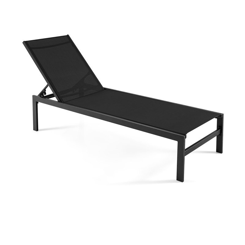 Kinnas Outdoor Metal Chaise Lounge, Black