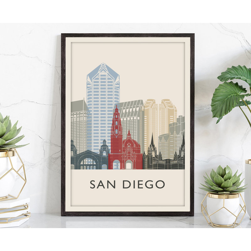 Illustration de San Diego, villes américaines, affiche non encadrée, impression d'art de l'État de Californie
