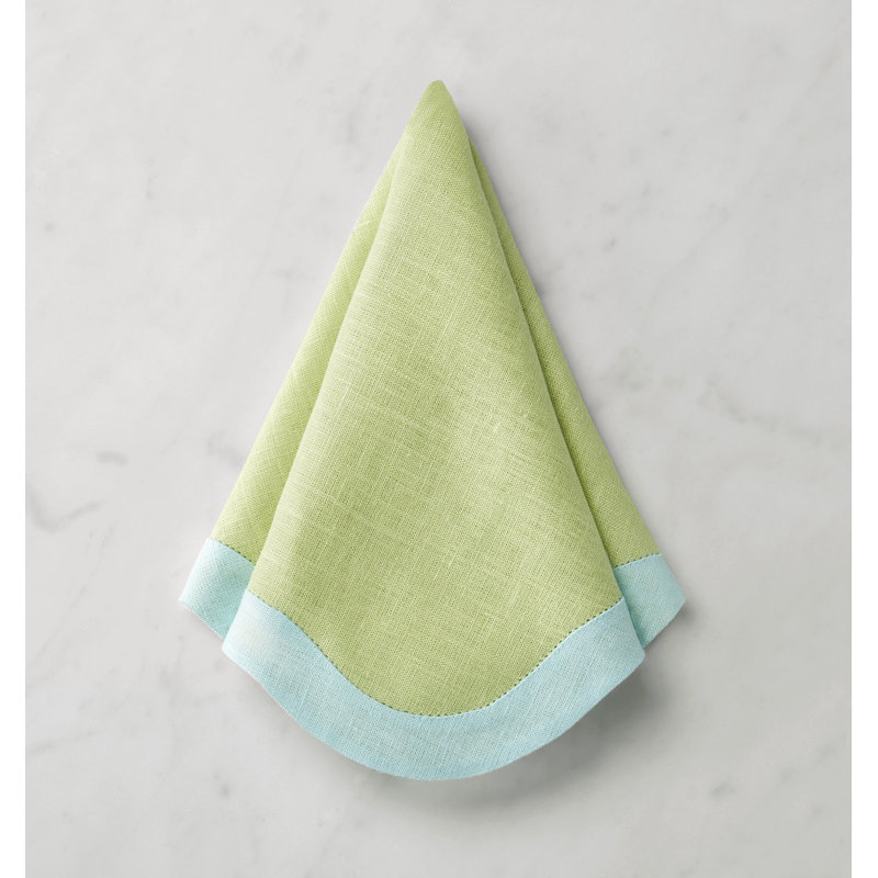 Ondulato Linen Novelty Napkins, Kiwi/Clear Water