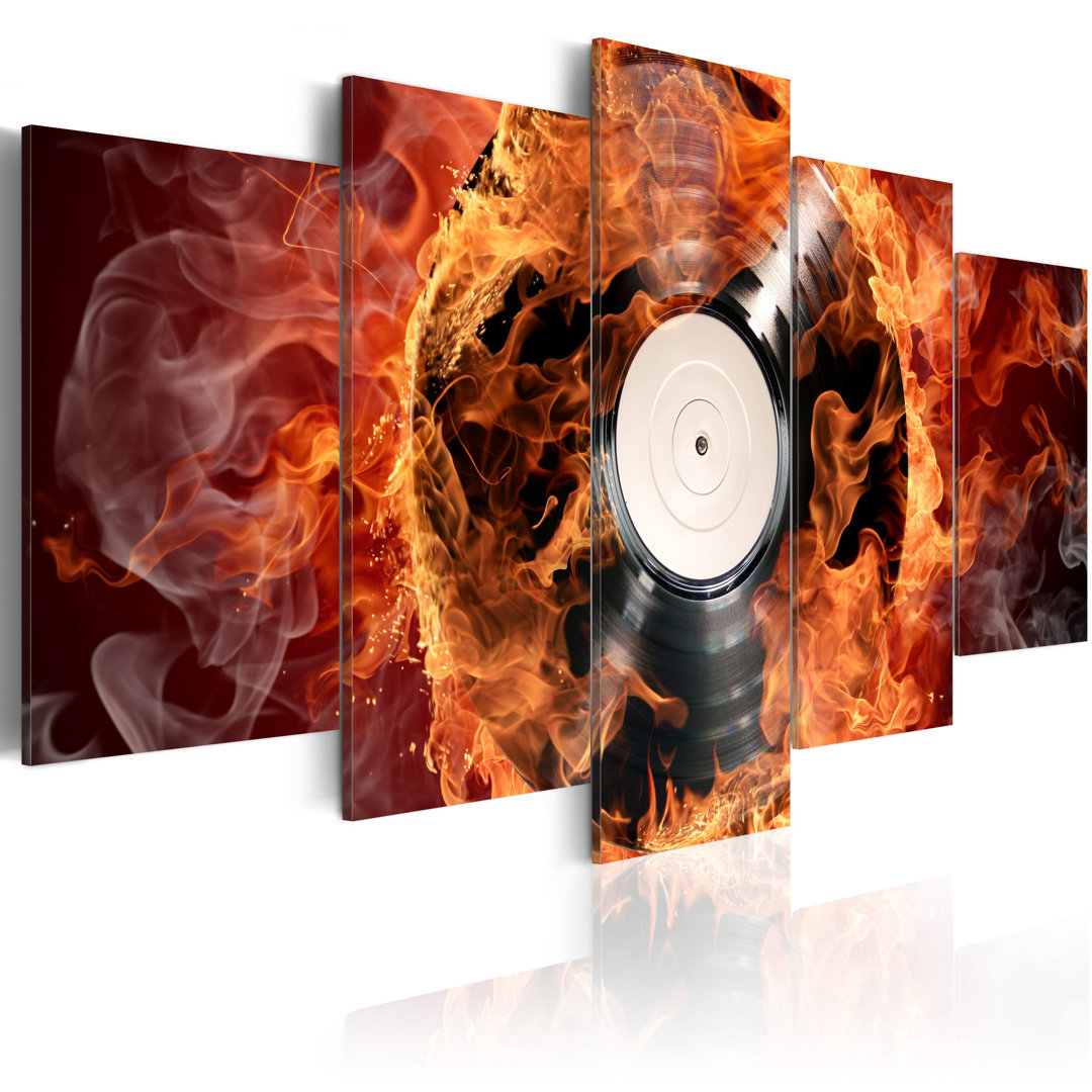 Leinwandbild Vinyl On Fire