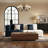 Modern Color Block Loveseat Navy Blue White Fabric 2 Seater Sofa For Living Room