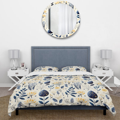 Ensemble de housse de couette floral bleu et blanc