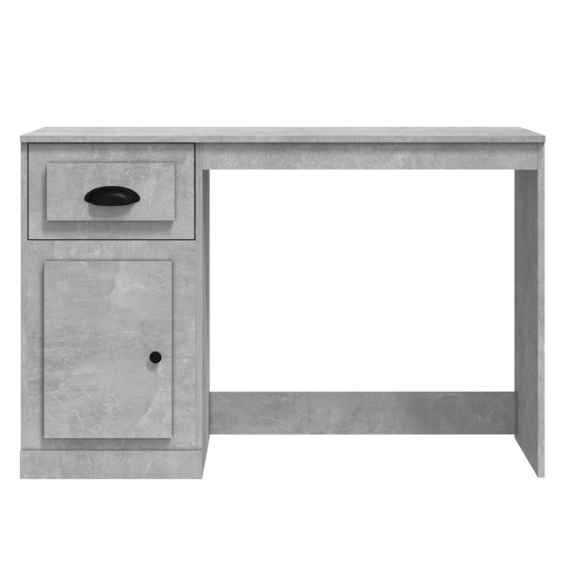 Serlin Solid Wood Base Writing Desk, Concrete Grey