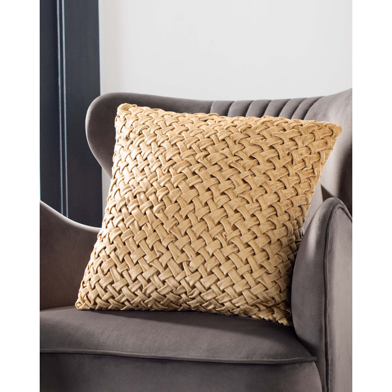 Beige Braided Texture Square Throw Pillow