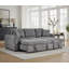 Canapé-lit modulaire réversible en tissu gris de 96 po Noemi II avec méridienne de rangement, porte-gobelets, port de chargement USB et coussins décoratifs