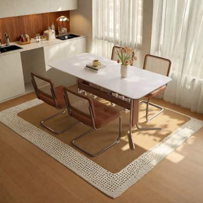 Table de salle à manger en fritté avec tablette de rangement