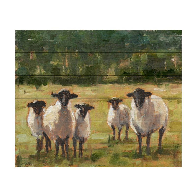 Ethan Harper Sheep Family Landscape Canvas Art in Green and Tan