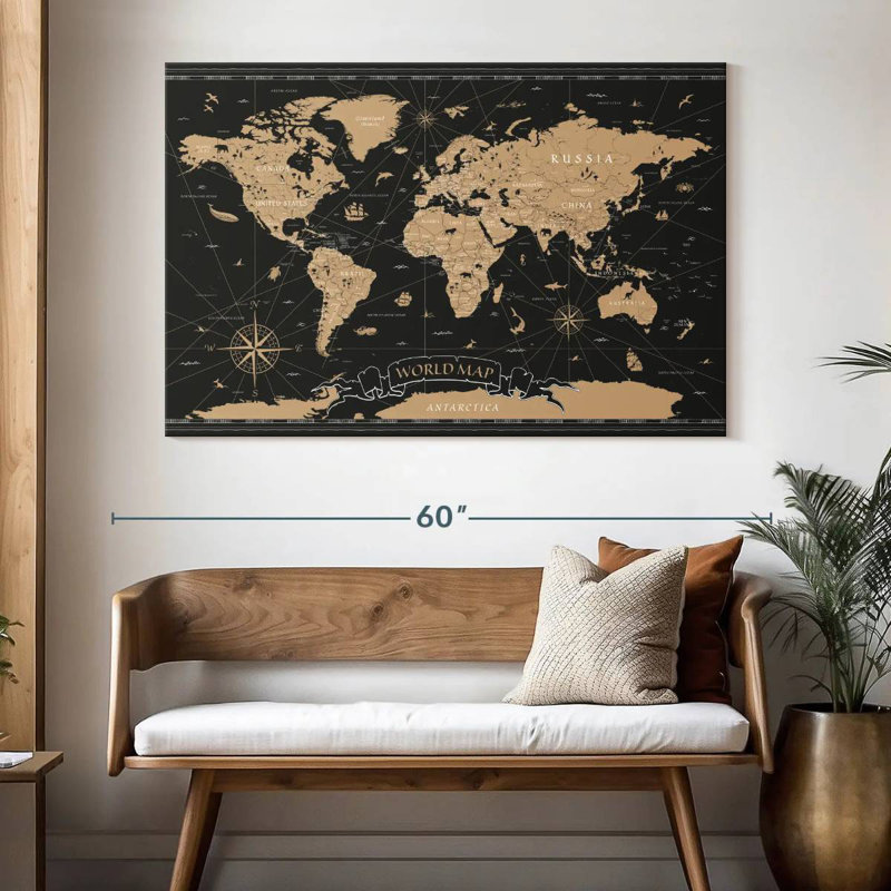 Carte du monde Aliaz Grand, H 34 po x l 51 po