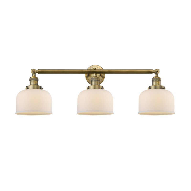 Placencia 3 - Light Dimmable Vanity Light, 60 Watt Vintage Incandescent Bulb, Matte White, Black Antique Brass