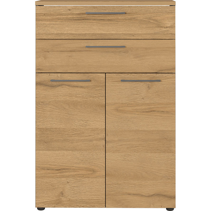 Miabella 80 cm W 2 -Drawer Mobile Filing Cabinet, Graphite/Oak