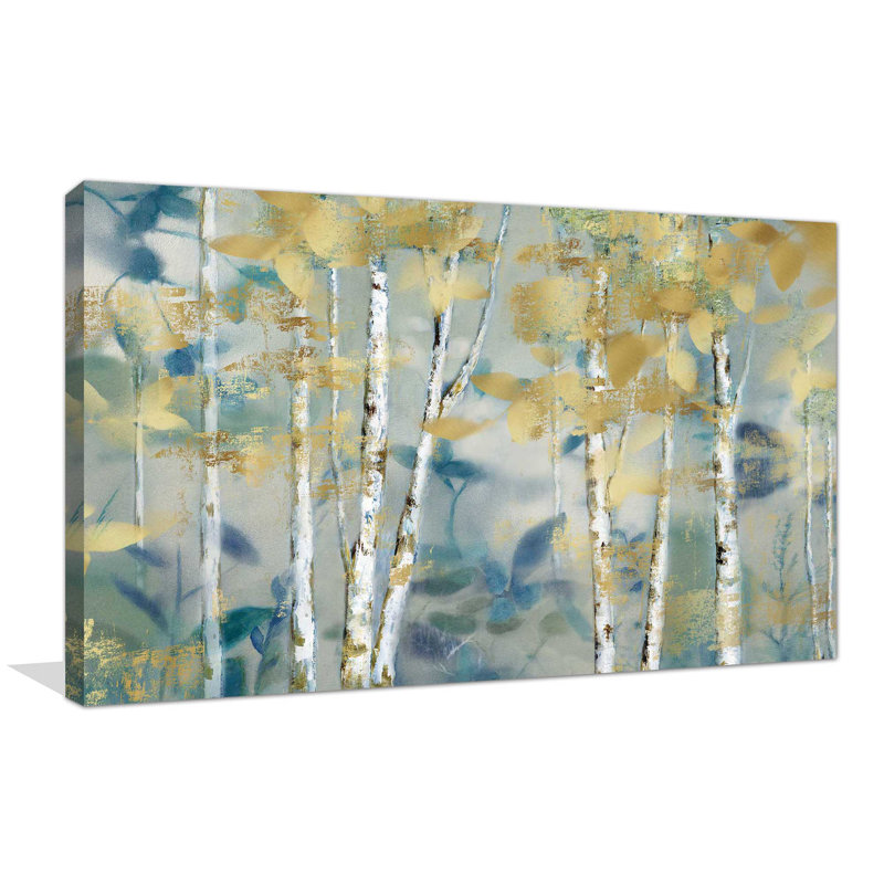 «Gilded Forest I», reproduction de peinture acrylique, H 18 po x l 30 po x P 1 po, Toile tendue