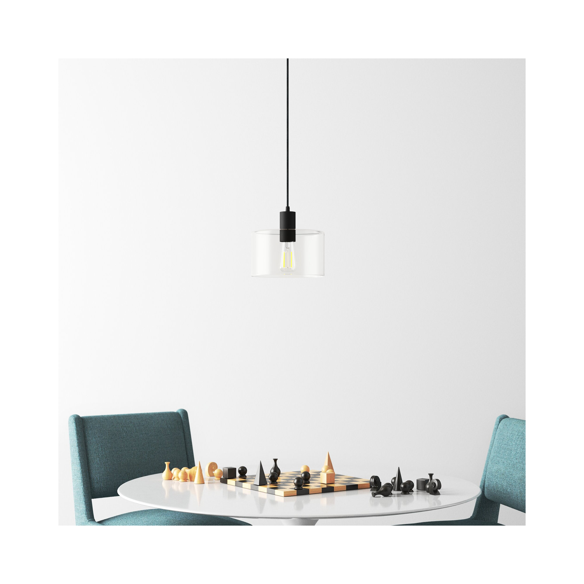 Henri Single Light Glass Dimmable Pendant, Clear, Blackened Bronze