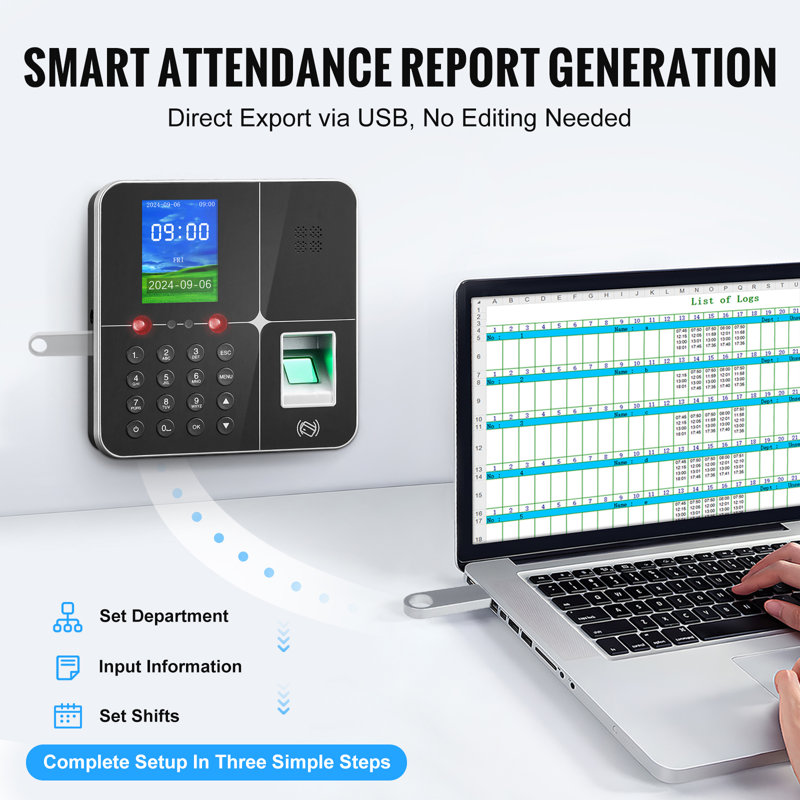 Time Clocks for Employees Small Business with Face, Fingerprint, RFID and PIN