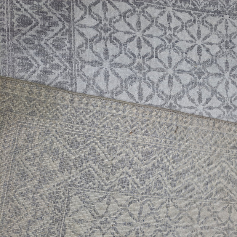 Tapis noué à la main 5,6 x 8 pi 100% soie. Tapis de salon contemporain